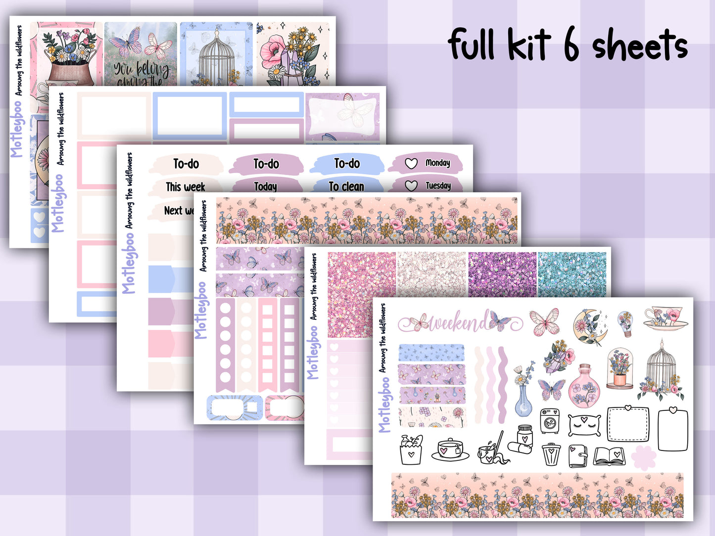 Wildflowers Weekly Planner Sticker Kit, Spooky witchy Vertical Planning Stickers