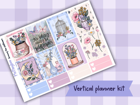 Wildflowers Weekly Planner Sticker Kit, Spooky witchy Vertical Planning Stickers