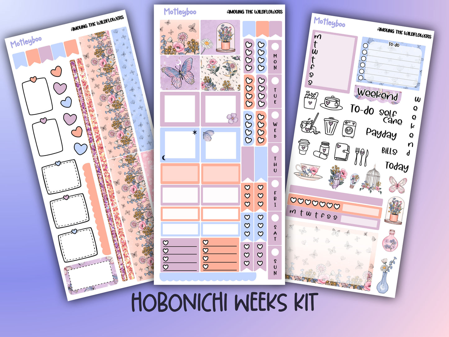 Hobonichi weeks, sticker kit, hobonichi planner, Among the wildflowers