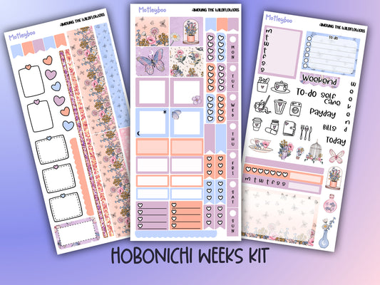 Hobonichi weeks, sticker kit, hobonichi planner, Among the wildflowers