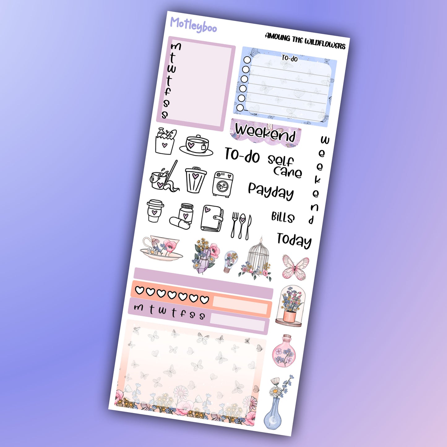 Hobonichi weeks, sticker kit, hobonichi planner, Among the wildflowers