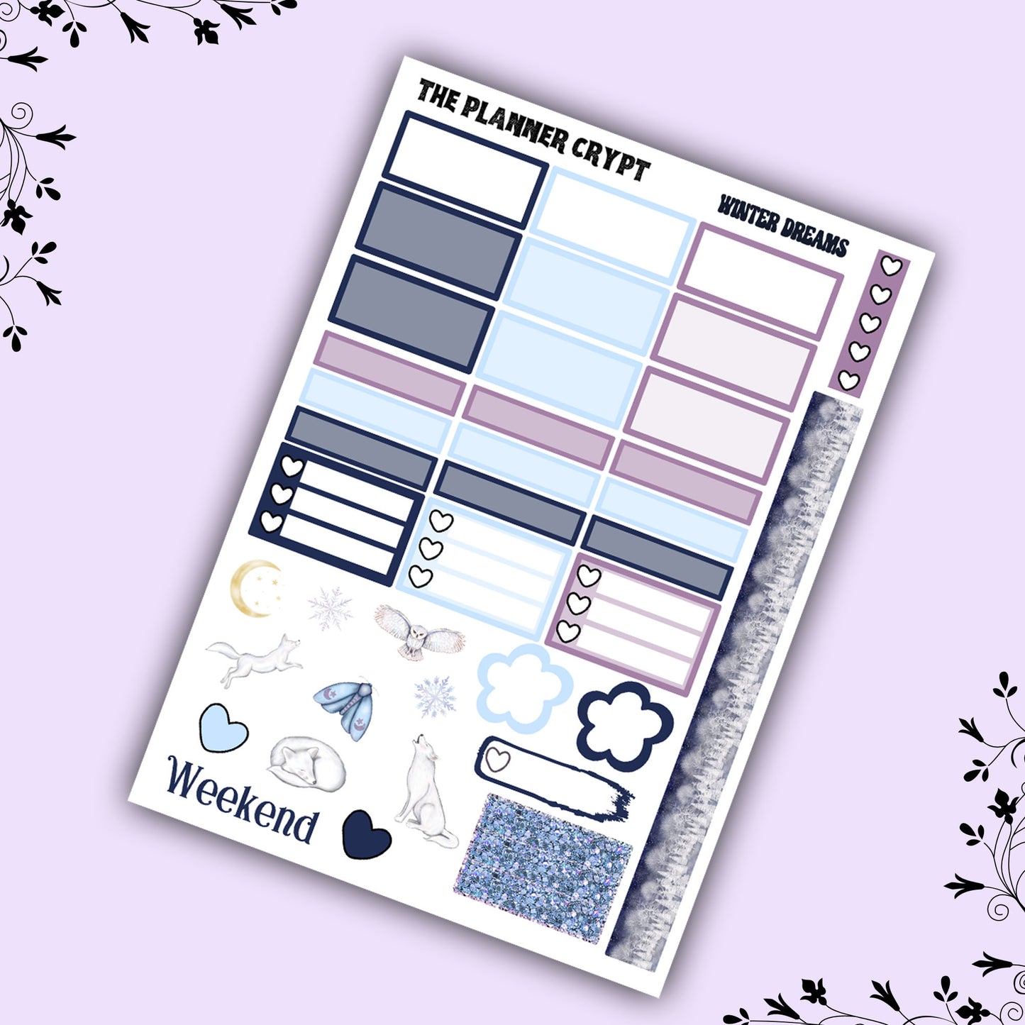 Hobonichi cousin weekly planner sticker kit, winter stickers, winter dreams