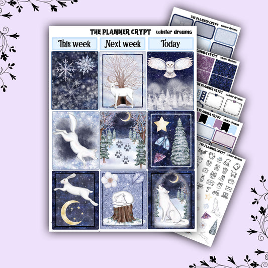 weekly planner stickers, planner kits, winter stickers, winter themed stickers, winter dreams