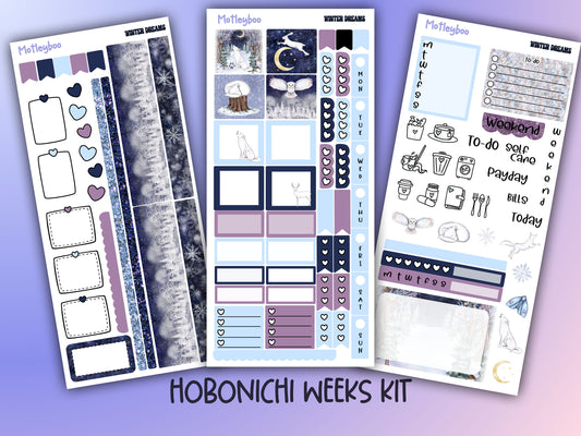 Hobonichi weeks weekly planner sticker kit, winter planner stickers, winter dreams