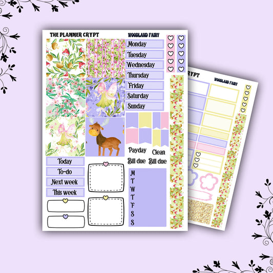 Hobonichi cousin weekly planner sticker kit, woodland fairy