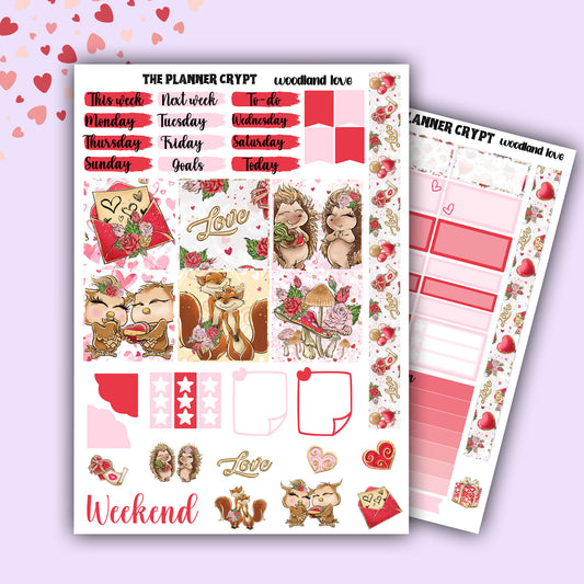 Valentines day hobonichi cousin sticker kit, weekly sticker kit, A5 planner, valentines day, planner stickers, functional stickers