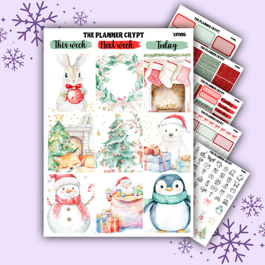 Rustic winter christmas weekly planner kit, winter stickers, christmas stickers, planner stickers
